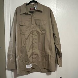 Bulwark Flame Resistant Work Shirt Men Large long sleeve, button down NWOT beige